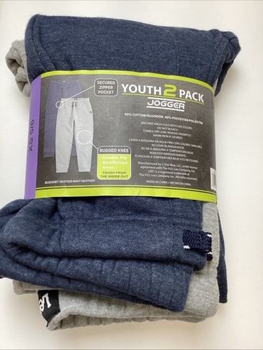 Lee Youth Jogger Pants 2-Pack Zipper Pocket Rugged Knee, Gray & Navy, XS 5/6 - Picture 7 of 7