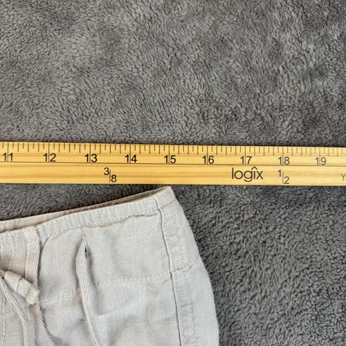 Eddie Bauer Hose Damen Petite 6 hellgrau Leinen Cargo Capri Cropped Taschen - Bild 4 von 10