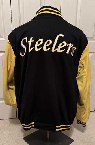NFL G-111 Pittsburgh Steelers Varsity Bomber REVERSIBLE Jacket XXL READ - Picture 4 of 18
