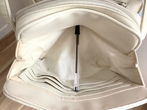 Schultertasche weiß creme Leder Crossbody Vintage Rindsleder geschnitten quadratisch - Bild 11 von 14