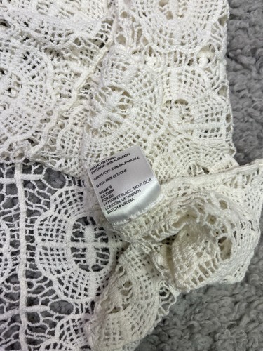 Camiseta sin mangas blanca de encaje de ganchillo boho festival sin mangas 100 % algodón talla S/M - Imagen 9 de 9