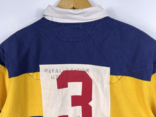 New Thick Polo Ralph Lauren Striped Naval Division 67 Patch Rugby Quilted Shirt - Picture 10 of 11