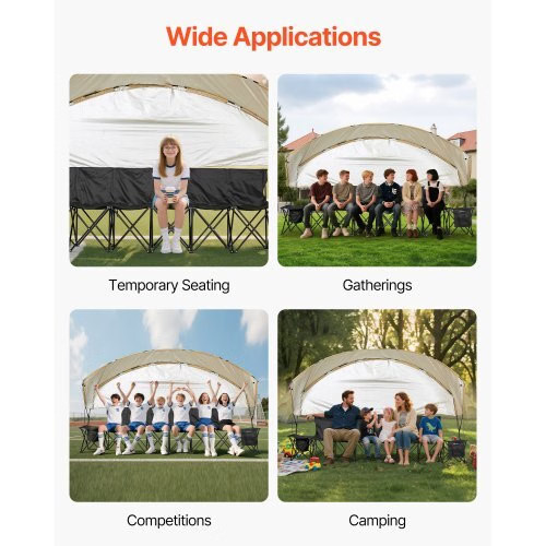  Tragbare Klappbank, 6-Sitzer Fußballbank mit Aufbewahrungstaschen Getränkehalter &  - Bild 5 von 10