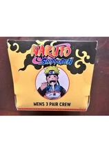 Naruto Shippuden Men's 3-Pack of Crew Socks w/ Novelty Gift Box Sock Size 10-13