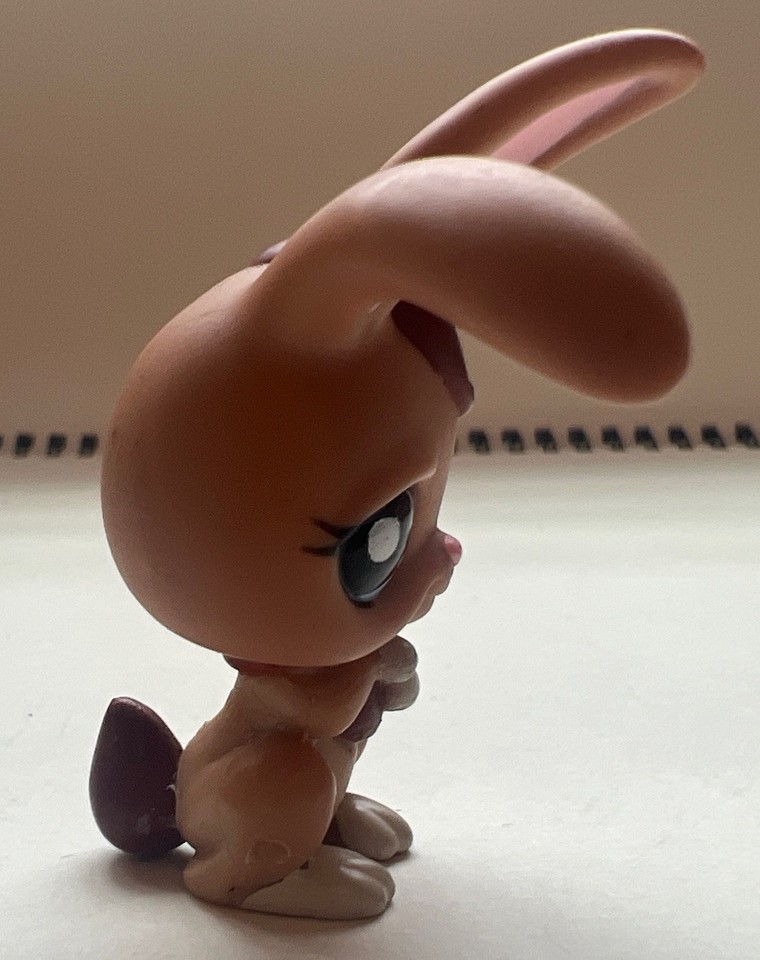 Authentic Littlest Pet Shop LPS Bunny Rabbit #1766 Brown Pink Blue Eyes ...