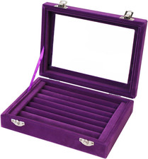 Jewelry Box Rings Organizer Tray 7 Slots Velvet Jewelry Earring Storage Box with