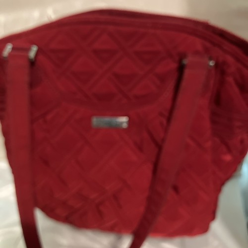 Vera Bradley Handtasche rot gesteppt oben Reißverschluss Seitentaschen Reisetasche TOP! - Bild 2 von 19
