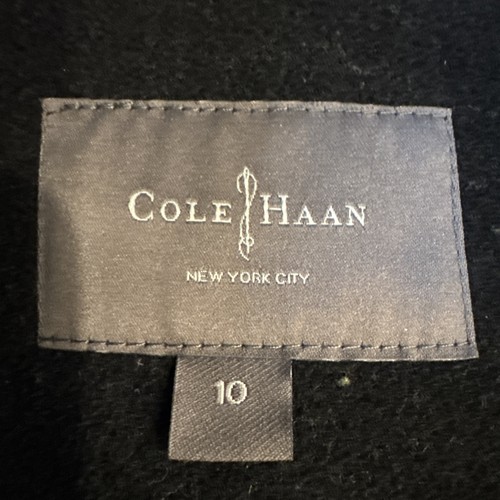 Cole Haan Women's Black Slick Belted Long Heavy Pea Coat Size 10 Wool - Picture 14 of 20