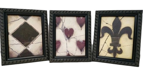 Sid Dickens Memory Block Framed Print Wall Art Checkerboard Heart Fleur De Lis