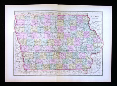 #ad 1887 Bradley Map Iowa Des Moines Burlington Council Bluffs Keokuk Sioux City $22.49