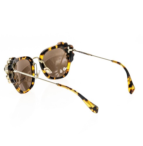 MIU MIU RUNWAY JEWEL 03S Brown Havana Gold Crystal Sparkle Sunglasses MU03SS - Picture 6 of 9