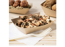 100 Pack 2lb Heavy Duty Disposable Kraft Brown Paper Food Trays Grease Resistant