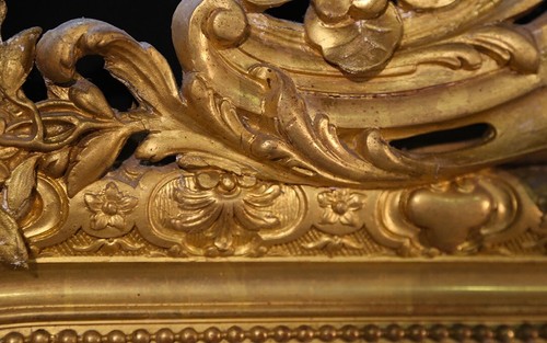 Grand miroir en stuc et bois doré XIXème siècle Style Louis XV - Picture 3 of 8