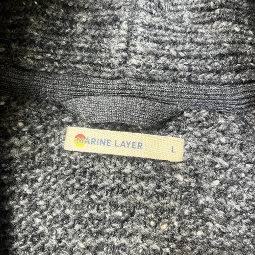 Marine Layer Cardigan Womens Large Gray Merino Wool Blend Knit Shawl Sweater - Picture 7 of 7