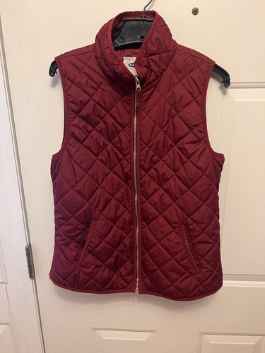 Old Navy Maroon Burgundy Quilted Sleeveless Puffer Vest Women size Medium M