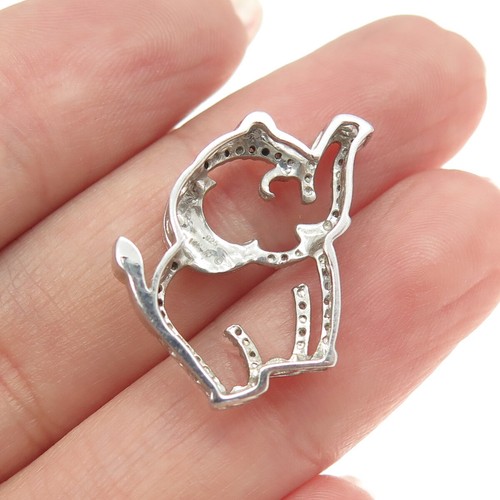 ALWAND VAHAN Sterling Silver & 14K Gold Real Round-Cut Diamond Elephant Pendant - Picture 2 of 7