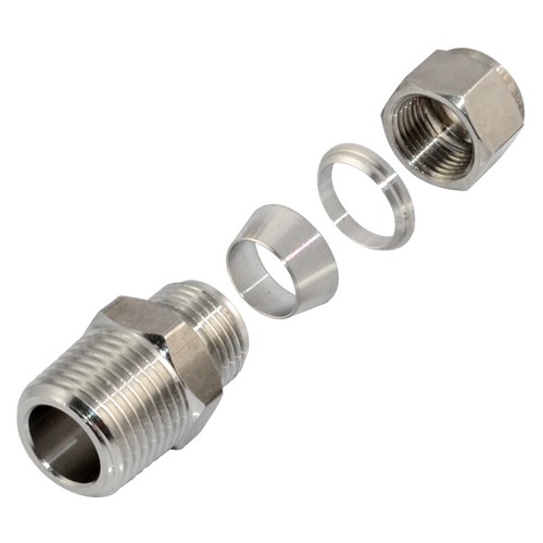 3/8" x10mm Male BSP - Compression Tube Fitting Ferrule Stainless steel Connector - Picture 2 of 6