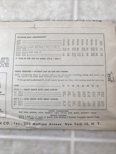 vintage Simplicity pattern 2436 Vintage Maternity Smock in two Lengths Sz 12 - Picture 4 of 5