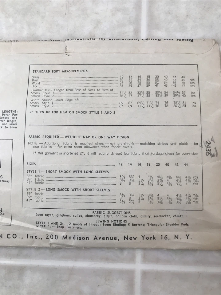 vintage Simplicity pattern 2436 Vintage Maternity Smock in two Lengths Sz 12 - Image 4 of 4