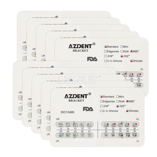 AZDENT Dental Orthodontic Metal Brackets Braces Mini/Standard Roth/MBT 022/018 - Picture 34 of 37