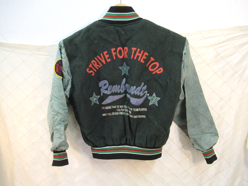 Pinzel Sport 58 Letterman Bomber Jacket Kids Strive For The Top Rembrandt Green
