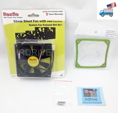 NEW Quiet 2x Ball Bearing 92mm /25mm 4pin PWM PC Case Cooling Fan + Anti-Vib.Pad