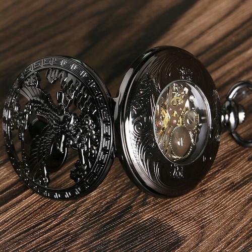Men's Vintage Mechanical Pocket Watch Eagle Wind Up Arabic Numerals Fob Watches - Picture 10 of 11