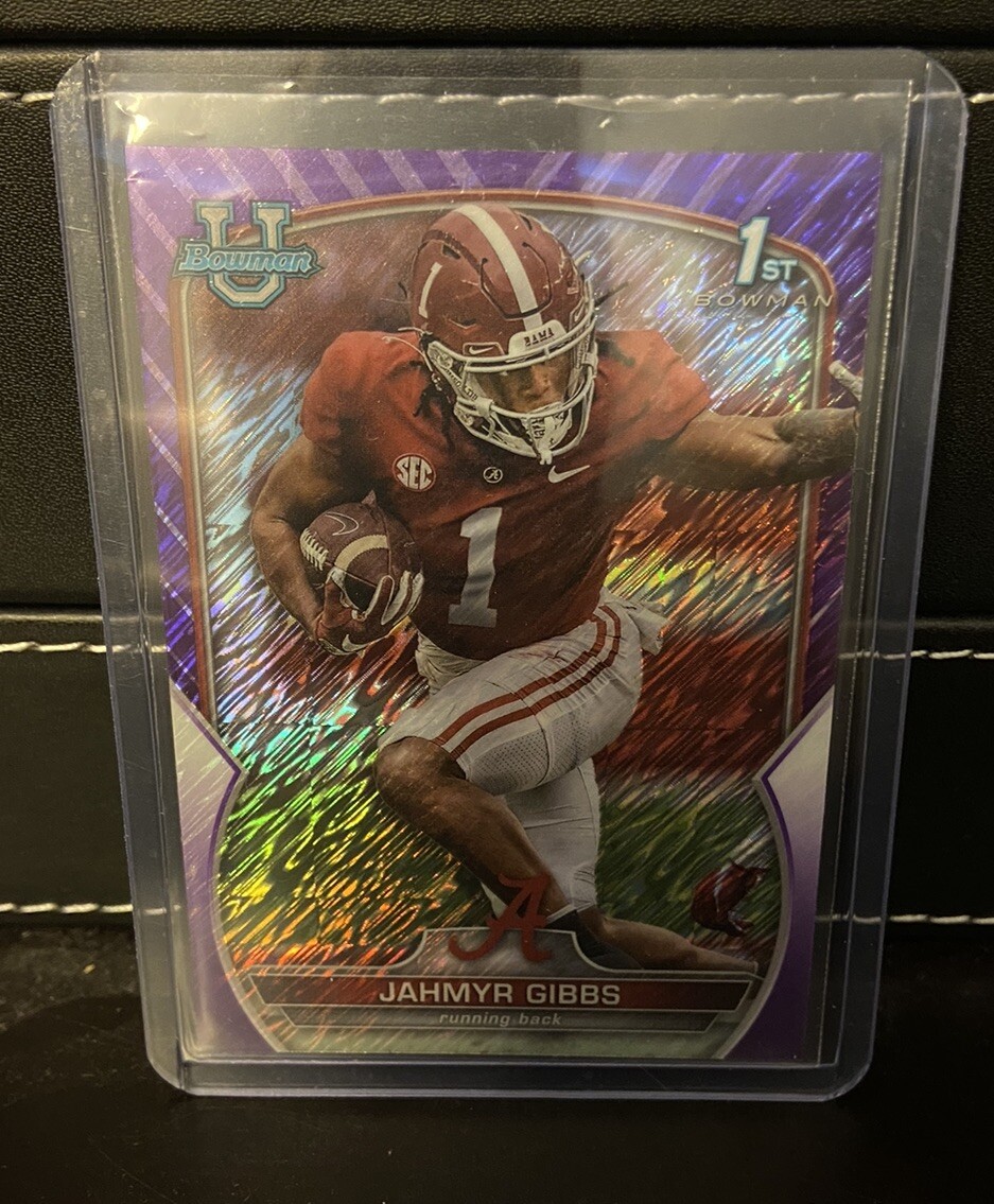 2022 Bowman Chrome University Purple Shimmer Refractor #82 JAHMYR GIBBS Alabama