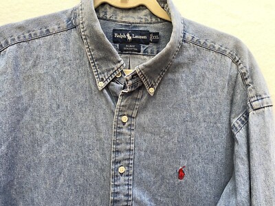 90s RALPH LAUREN デニムシャツ BLAKE ラルフローレン XL 90s Ralph Lauren L/S BDデニムシャツ ラルフローレン ボタン