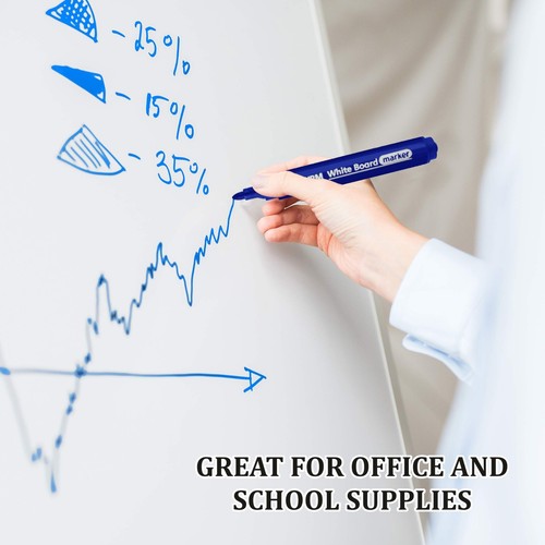 30 Pack - White Board Markers with 2mm Bullet Tip Drywipe Pens Red, Blue, Black - Picture 14 of 23