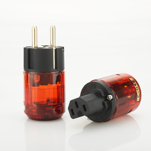 1pair Gold Plated EU Schuko Power Plug +IEC Connector for DIY HIFI Power Cable - Picture 2 of 7