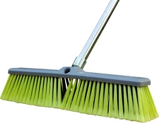 Heavy-Duty Push Broom, 18" Outdoor Broom with 47" Adjustable Stainless Steel Han
