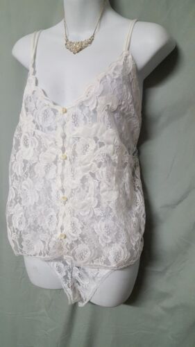 Ventura WHITE Ivory Camisole Panty SIZE 3X WOMENS LACE BRIDAL GIFT 56" BUST - Picture 1 of 5