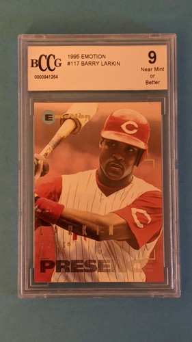1995 Fleer Emotion #117 Barry Larkin Card Graded Bucket BCCG 9 Reds HOF!