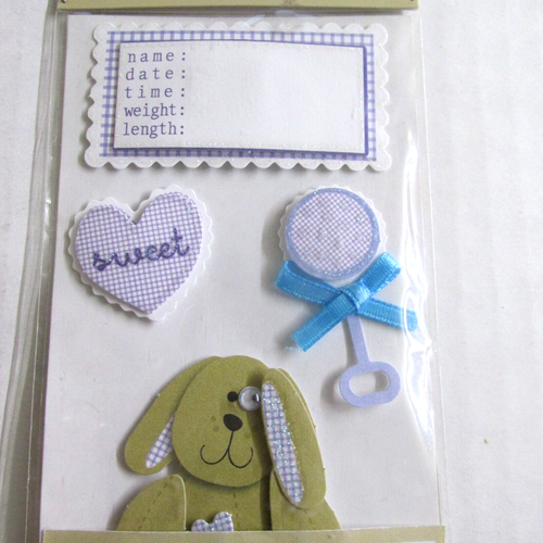 True Living 3D Die Cut Stickers Baby Boy Embellishments Dimensional Birth Record - Picture 4 of 6