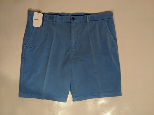 Ausverkauf - Größe 42 R&Y karibische flache Chino-Shorts 9 Zoll I Baumwoll-Elasthan-Mischung aquamarin