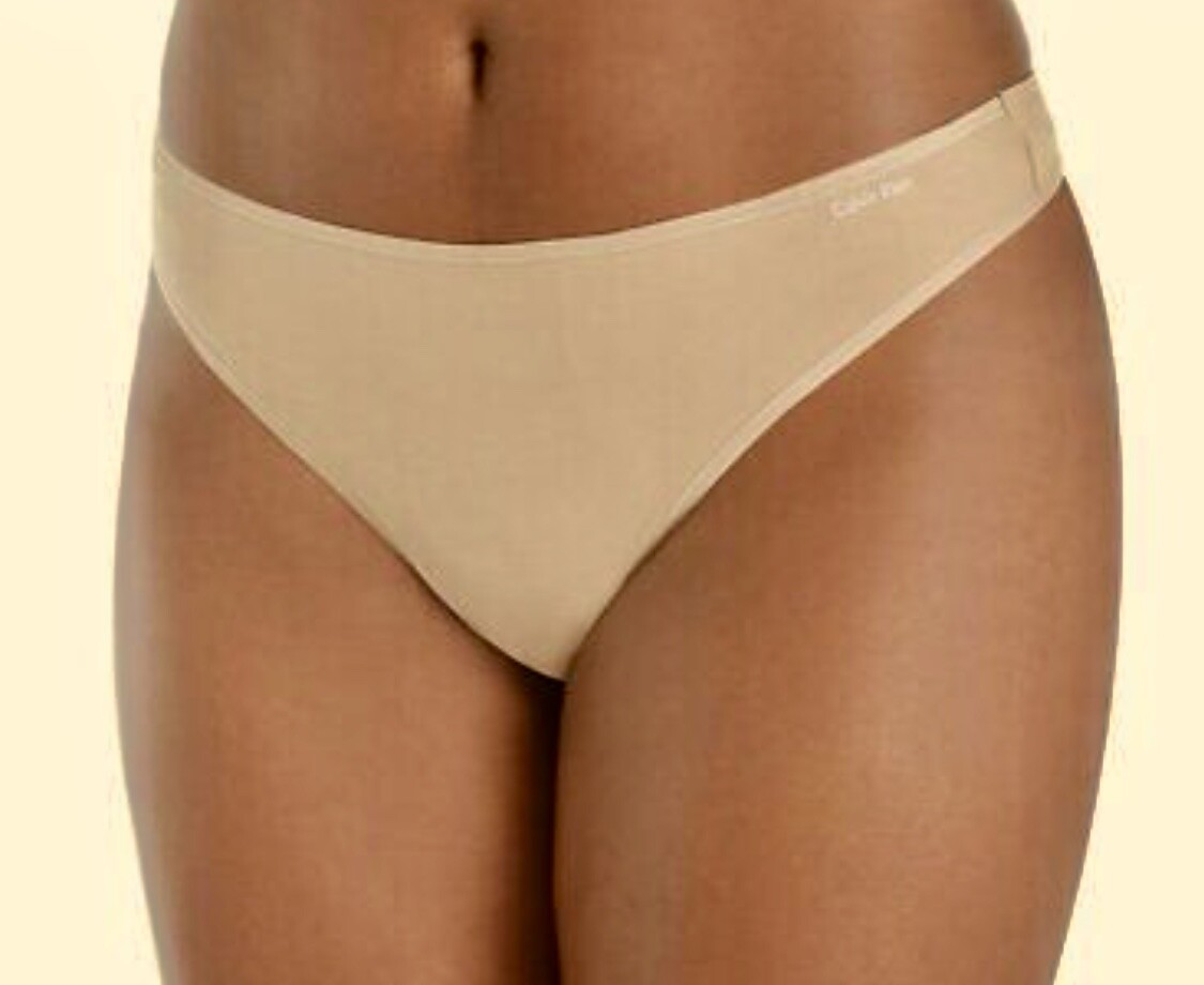 CALVIN KLEIN Form Cotton Nude Thong Panty Underwear Womens Plus 1X 2X 3X  QD3709