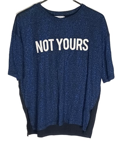 Zara Trafuluc Shirt Damen Metallic Glitzer Blau NOT YOURS Pullover Oberteil SMALL - Bild 5 von 5
