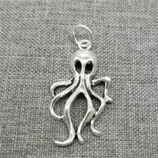 2pcs 925 Sterling Silver Octopus Charms Sea Ocean Pendant for Bracelet Necklace
