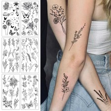 Flower Tattoo Sticker Butterfly Tattoo Sticker Temporary Tattoo Waterproof   