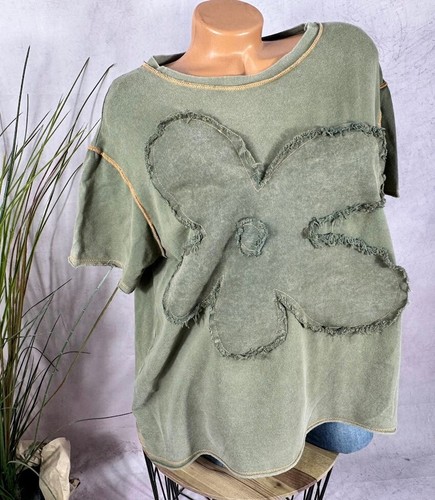 NEU oversize SOMMER TShirt Top Italy Linksnähte XL BLUME SALBEI 38 40 42 - Bild 4 von 5