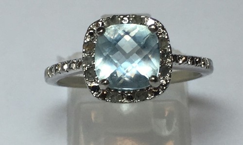 BEAUTIFUL VICTORIA TOWNSEND BLUE TOPAZ & DIAMOND STERLING SILVER RING $130 RET - Picture 7 of 7
