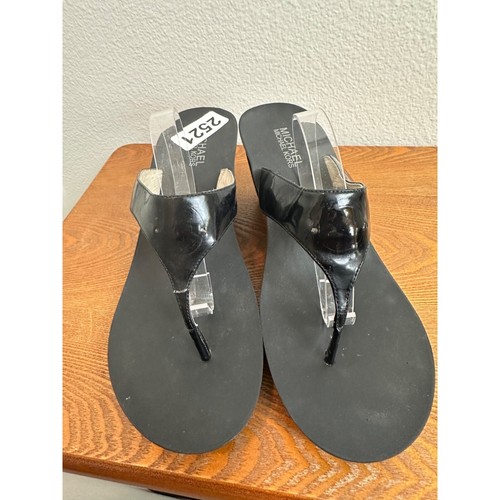 MIchael Michael Kors Women's Black Thong Wedge Sandal Sz 11 Sku 2521 - Picture 4 of 14