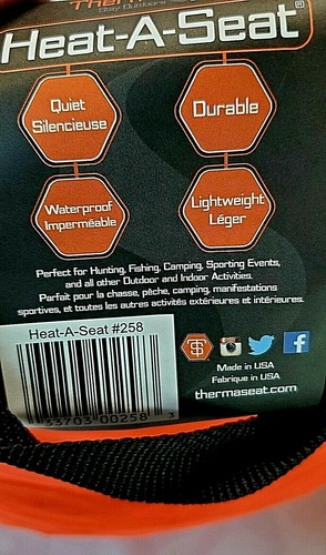 THERMASEAT HEAT-A-SEAT W / CARRY HANDLE CAZA ESTADIO DE PESCA CAMUFLAJE NARANJA - Imagen 8 de 11