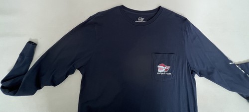 Vineyard Vines Langarmshirt blau Urlaub Santa Wal Grafikdruck Erwachsene M - Bild 17 von 17