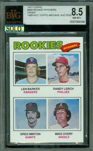 1977 TOPPS LOA # 489 ROOKIE PITCHERS PROOF BGS 8.5 MAC SOLO FINEST $200 CARD * - Picture 1 of 8