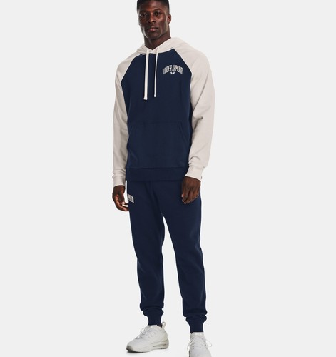 Sudadera con capucha Under Armour para hombre rival lana marca denominativa bloque de color talla grande ónix blanca - Imagen 3 de 9