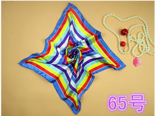 Womens Ladies Sweet Scarf Candy Square Shawl 50*50CM Casual Colorful Stripe 65#