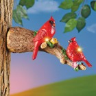 Solar Lighted Cardinal Bird Tree Hanger Hugger Garden Statue Outdoor Yard Decor