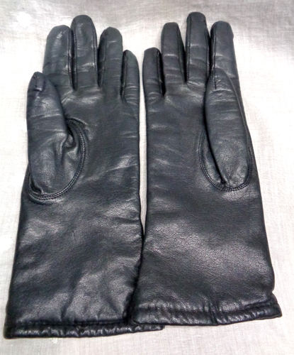 Guanti vintage da donna GIMBELS DEPT STORE in vera pelle taglia L ~ colore: nero - Foto 3 di 8